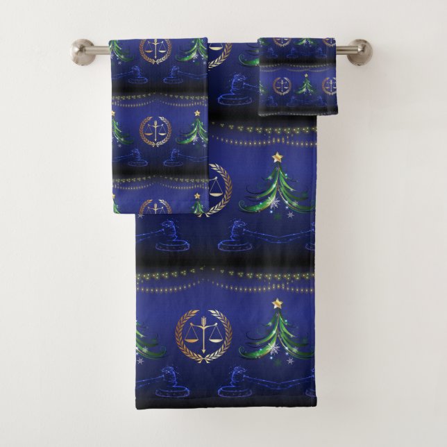 Lawyer Christmas Tree Elegant Bath Towel Set (Insitu)