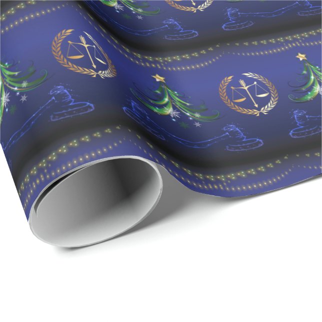 Lawyer Christmas Tree Elegant Wrapping Paper (Roll Corner)