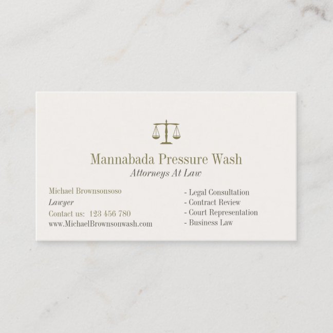 Lawyer Classic Attorney Justice Scale Business Card