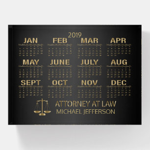 Lawyer Design - Black and Gold - 2019 Calendar Paperweight