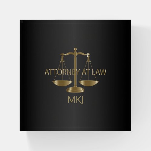 Lawyer Design _ Black and Gold _ Monogram Paperweight