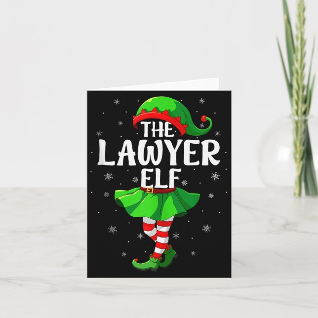 Lawyer Elf Christmas Girls Women Elf Squad Xmas Fa Card (Front)