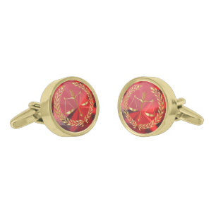 Lawyer Gift Justice Scales and Laurel Wreath Cuff Cufflinks