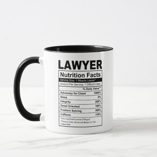 Lawyer Gift Nutrition Facts Coffee Mug (Left)