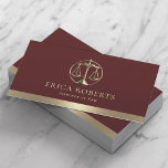 Lawyer Gold Justice Scale Attorney at Law Red Business Card
