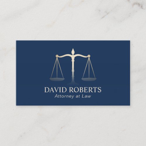 Lawyer Gold Justice Scale Elegant Navy Blue Business Card