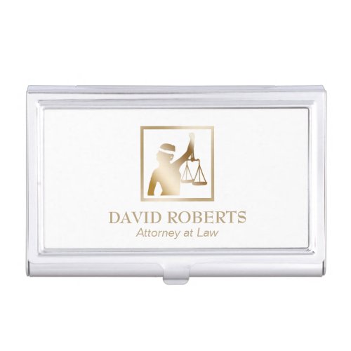 Lawyer Gold Lady Justice Logo Attorney at Law Business Card Holder