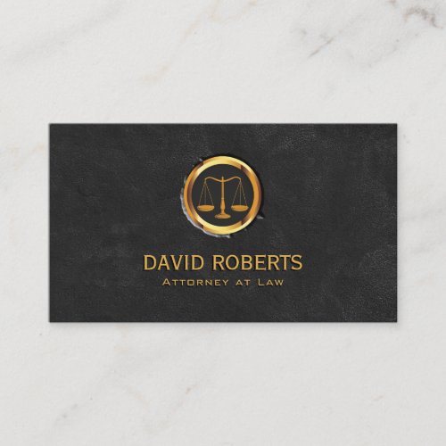 Lawyer Gold Scale Logo Black Attorney at Law Business Card