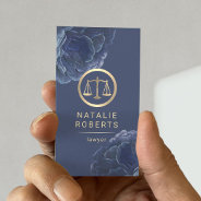 Lawyer Gold Scale Vintage Blue Floral Attorney Business Card at Zazzle