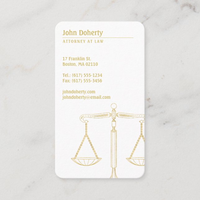 Lawyer | Gold Scales of Justice Business Card (Front)