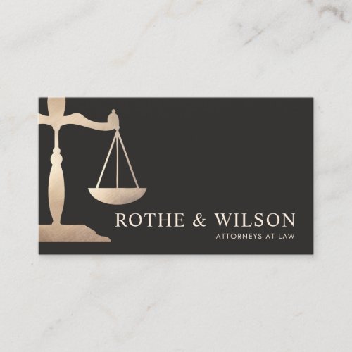 Lawyer Gold Scales of Justice Dark Brown Business Card