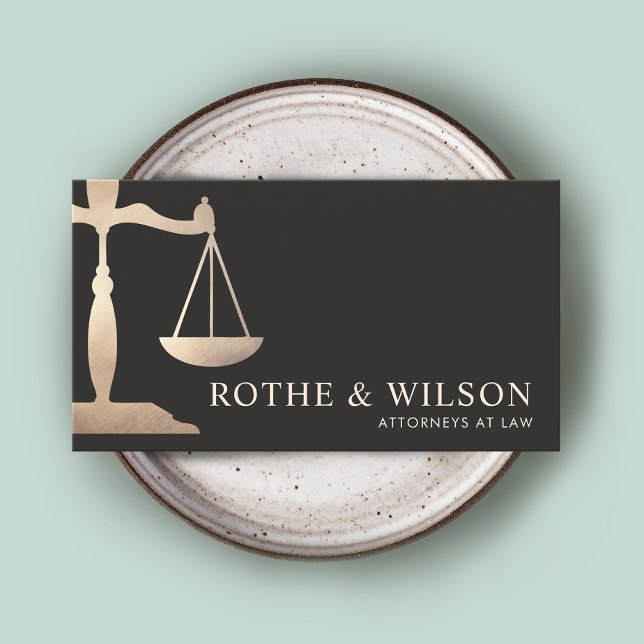 Lawyer Gold Scales of Justice Dark Brown Business Card (Creator Uploaded)