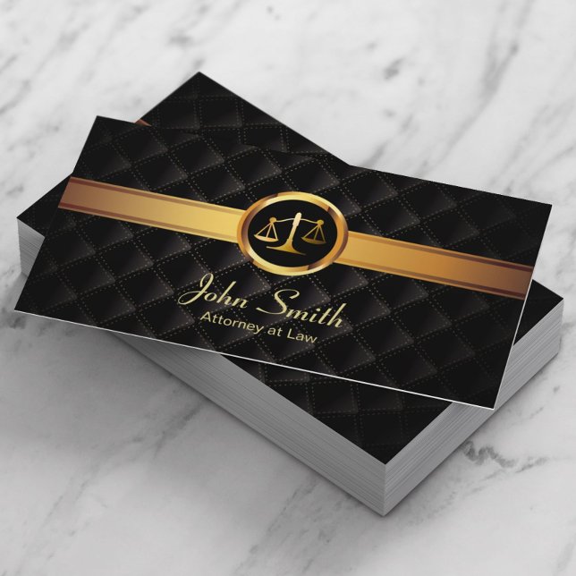 Lawyer Gold Stripe Luxury Dark Attorney Business Card