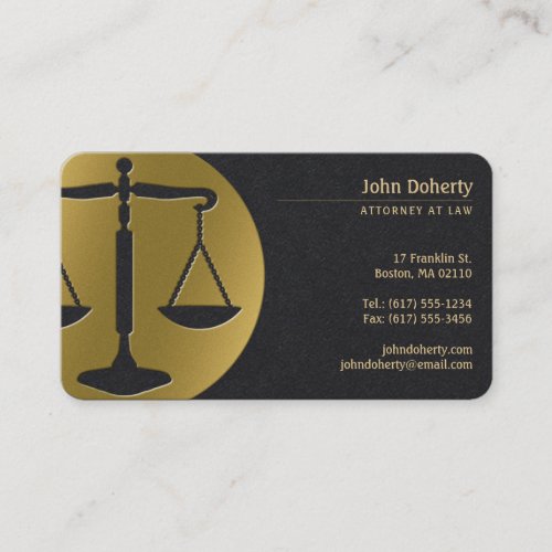 Lawyer  Golden Black Scales of Justice Business Card