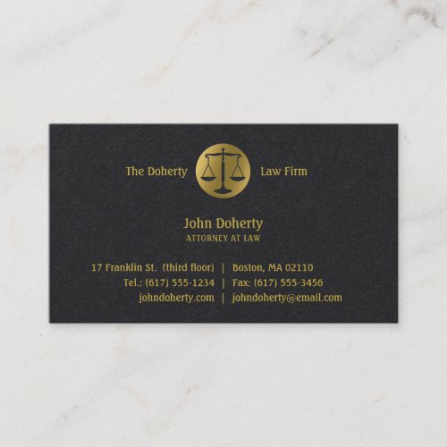 Lawyer  Golden Black Scales of Justice Business Card