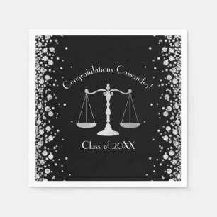 Lawyer Graduation Party Black Silver Napkins
