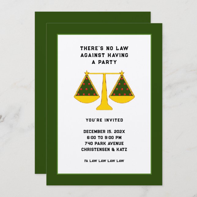 Lawyer Holiday Party Invitation (Front/Back)