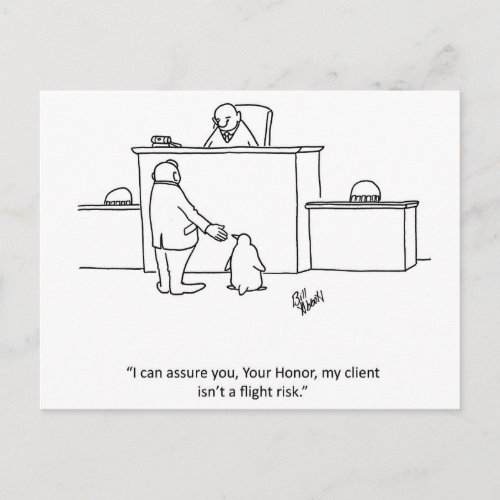 Lawyer Humor Flight Risk Postcard