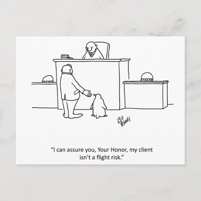 Lawyer Humor "Flight Risk" Postcard (Front)