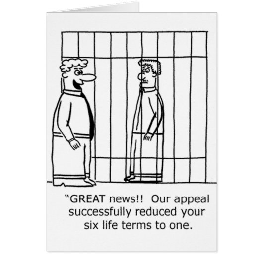 Lawyer Joke One Life Sentence Cards (Front)