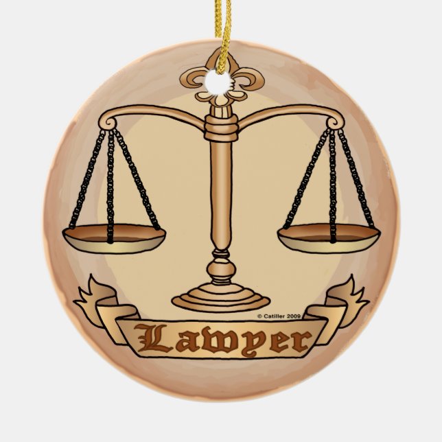 Lawyer Justice Scales Ceramic Ornament (Front)