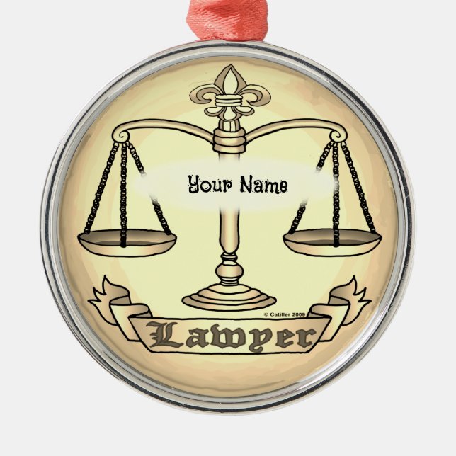 Lawyer Justice Scales Metal Ornament (Front)