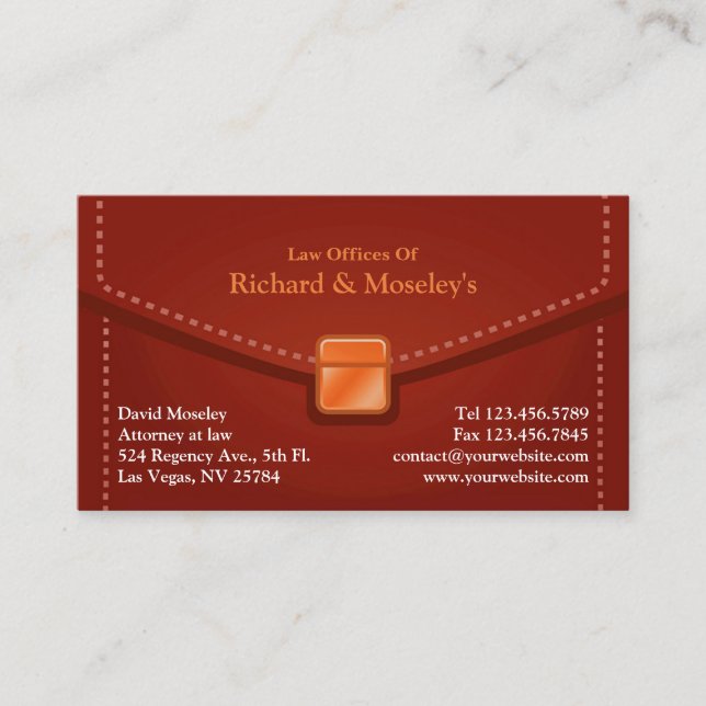 Lawyer Law Briefcase Business Card Template (Front)