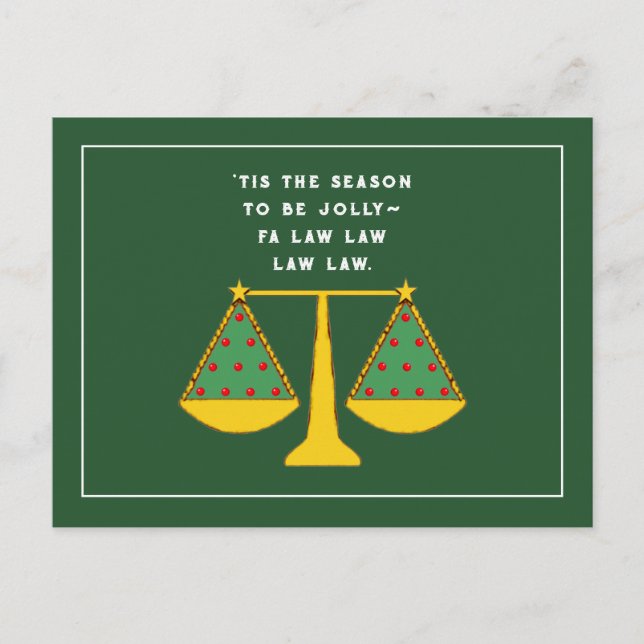 Lawyer Law Firm Holiday Greeting Postcard (Front)