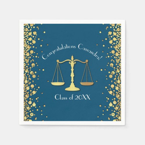 Lawyer Law School Blue Gold Graduation Party Napkins