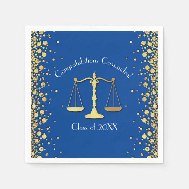 Lawyer Law School Blue Graduation Party Napkins (Front)