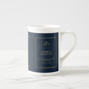 Lawyer Law School Grad Gift Navy Gold Frame Custom Bone China Mug