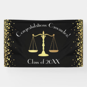 Lawyer Law School Graduation Party Black Gold Banner
