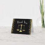 Lawyer Law School Graduation Party Black Gold Thank You Card