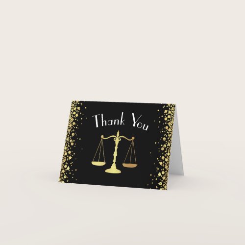 Lawyer Law School Graduation Party Black Gold Thank You Card