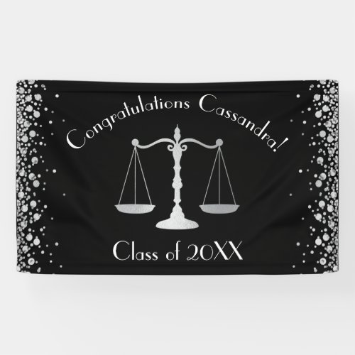 Lawyer Law School Graduation Party Black Silver Banner
