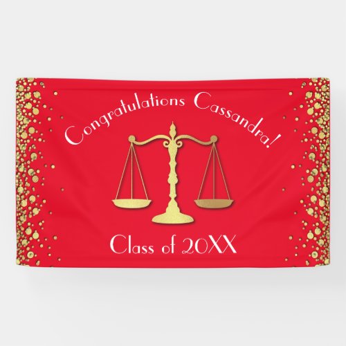 Lawyer Law School Graduation Party Gold Red Banner