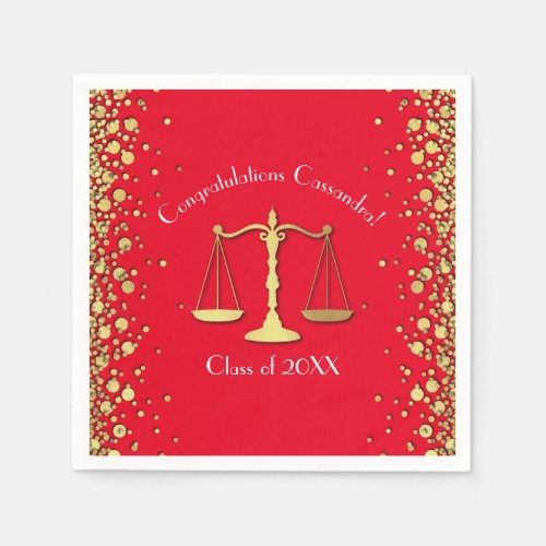 Lawyer Law School Graduation Party Gold Red Napkins