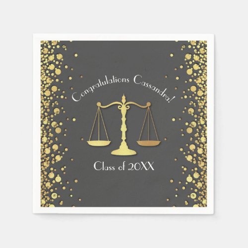 Lawyer Law School Graduation Party Grey Gold Napkins
