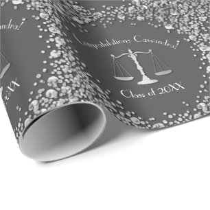 Lawyer Law School Graduation Party Grey Silver Wrapping Paper