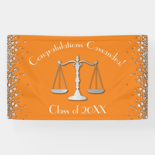 Lawyer Law School Graduation Party Silver Orange Banner