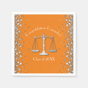 Lawyer Law School Graduation Party Silver Orange Napkins