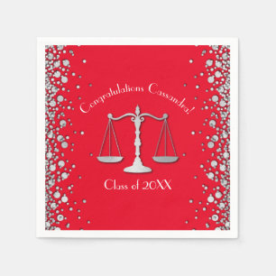 Lawyer Law School Graduation Party Silver Red Napkins