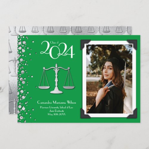 Lawyer Law School Green Graduation Announcement