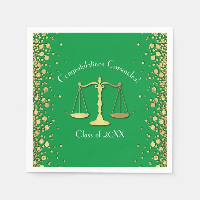 Lawyer Law School Green Graduation Party Napkins (Front)