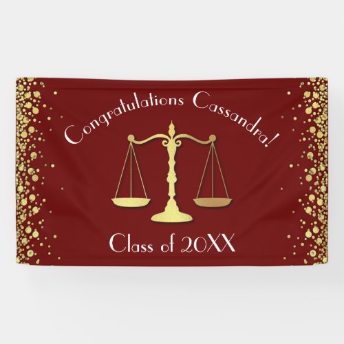 Lawyer Law School Maroon Gold Graduation Party Banner