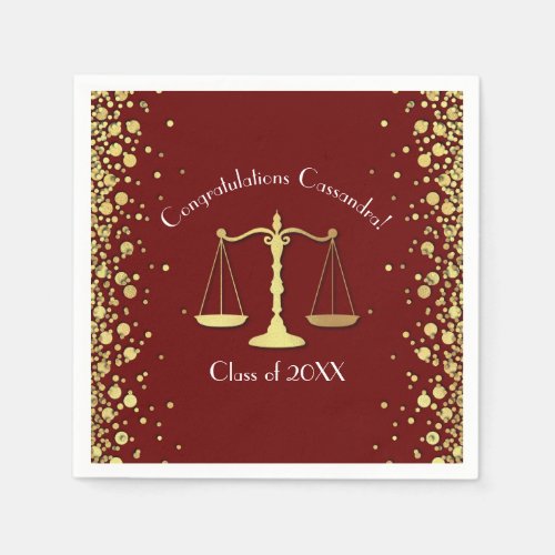 Lawyer Law School Maroon Gold Graduation Party Napkins