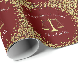 Lawyer Law School Maroon Gold Graduation Party Wrapping Paper