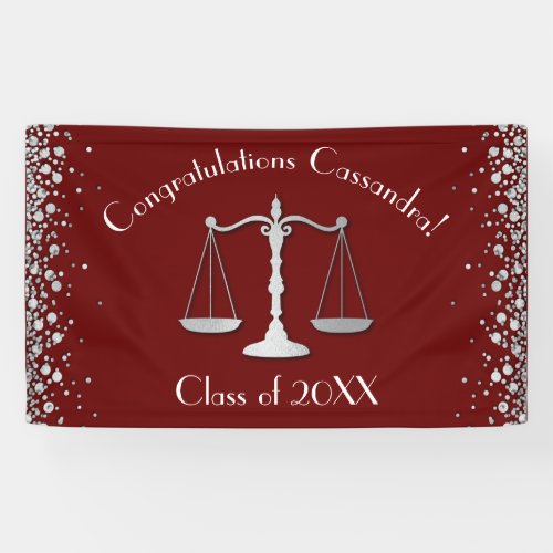 Lawyer Law School Maroon Silver Graduation Party Banner