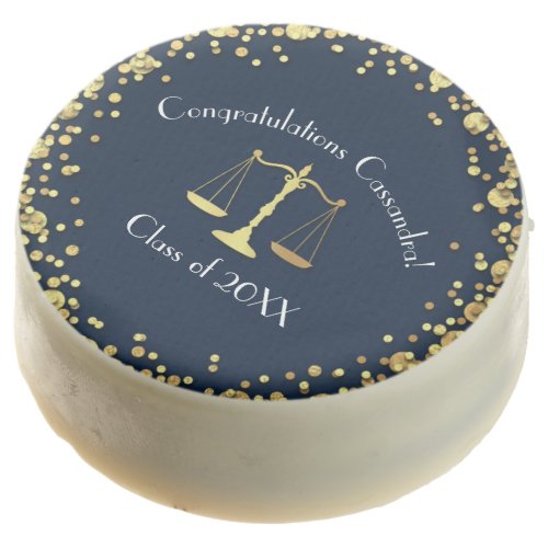 Lawyer Law School navy blue Gold Graduation Party Chocolate Covered Oreo