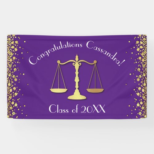 Lawyer Law School Purple Gold Graduation Party Banner